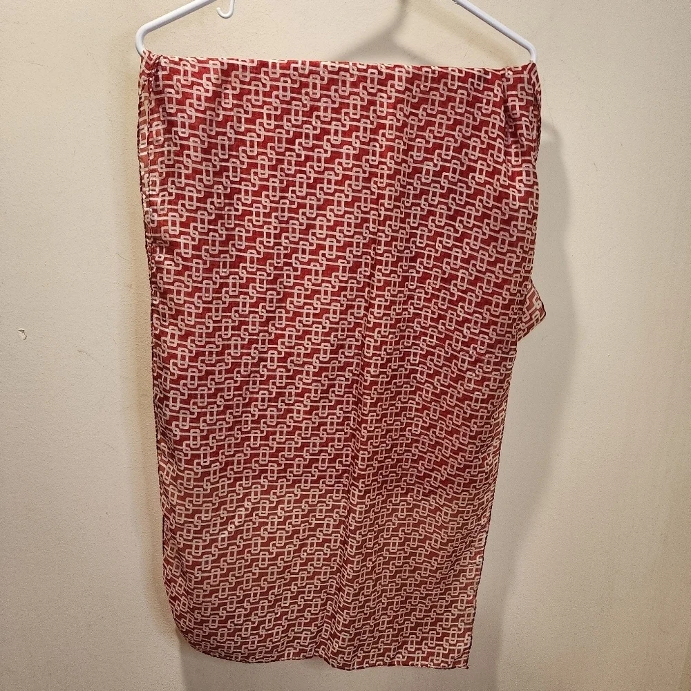 PRINTEMPS Red novelty Print 100% Silk lightweight scarf